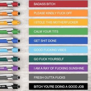3/$15 Snarky Ballpoint Writing & Touch Stylus Tip Pen ❤️🧡💛💚💙🩵💜🩶🖤